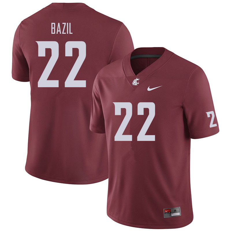 Washington State Cougars #22 Jouvensly Bazil Football Jerseys Sale-Crimson
